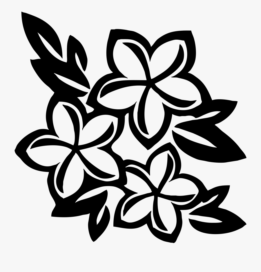 Flower Images Free Download - Black And White Hawaiian Flower Drawing, Transparent Clipart