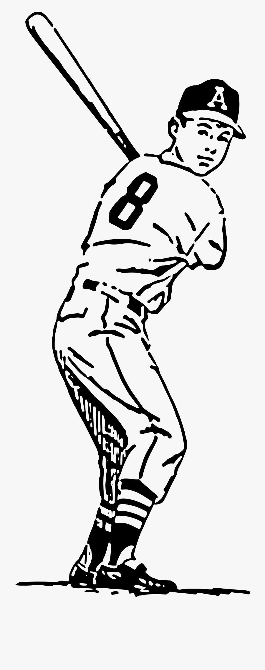 Vintage Sport - Baseball Player Cartoon Drawing, Transparent Clipart