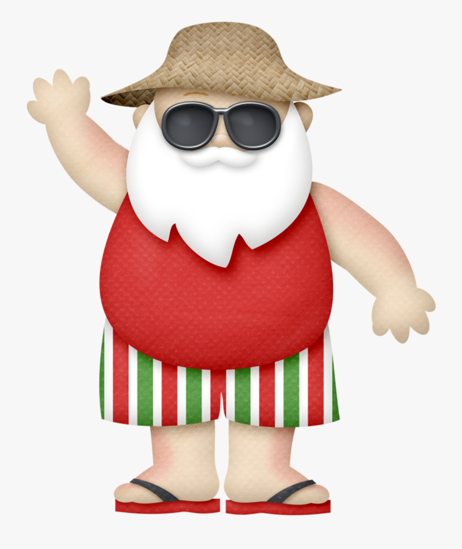 Sunny Holidays - Tropical Santa Claus Png, Transparent Clipart