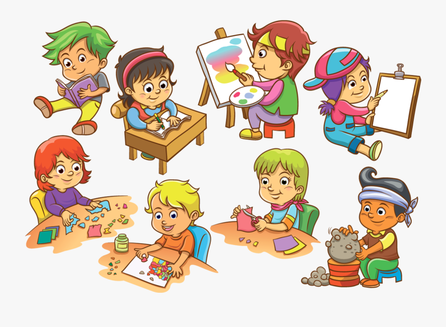 Cartoon Kids Activity Background - Classroom Activities Clipart, Transparent Clipart