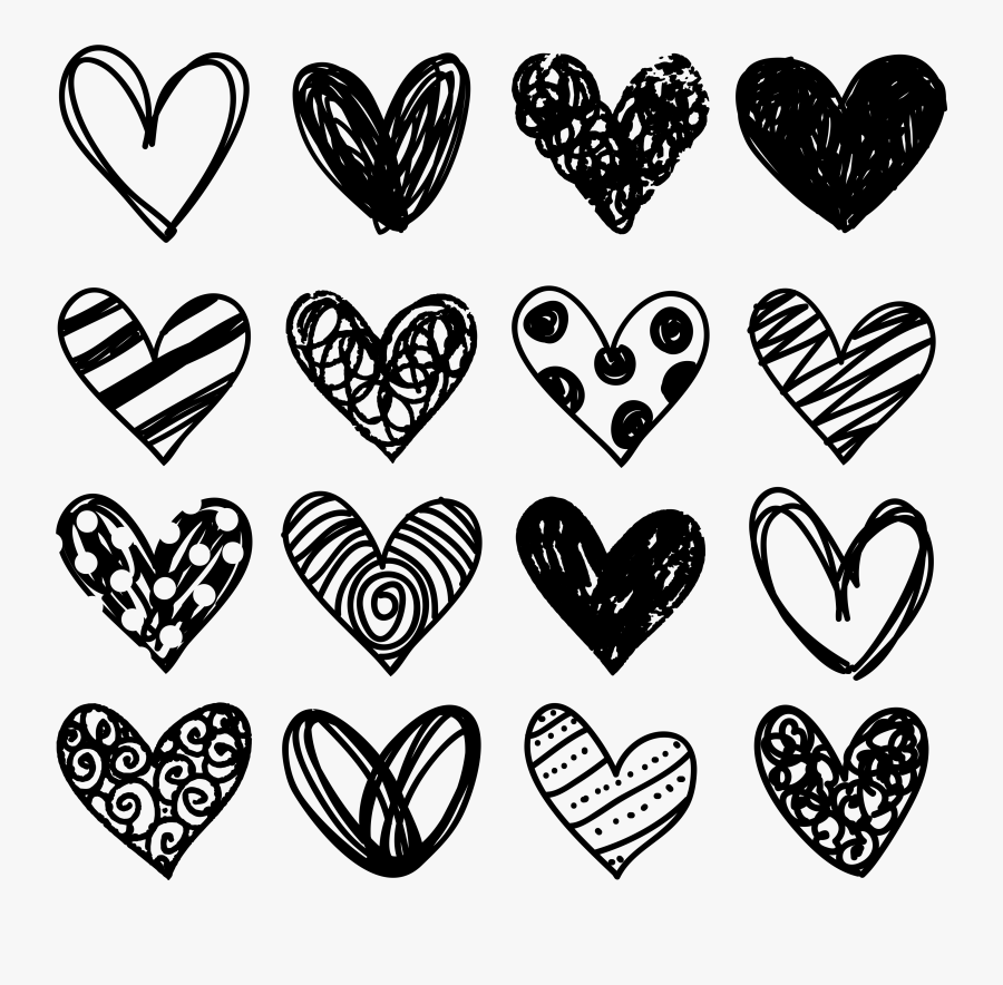 Black And White Hearts Clipart, Transparent Clipart