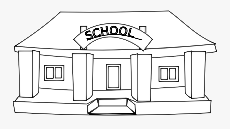 School Building Black And White Clipart Jpg Transparent - School In Black And White, Transparent Clipart