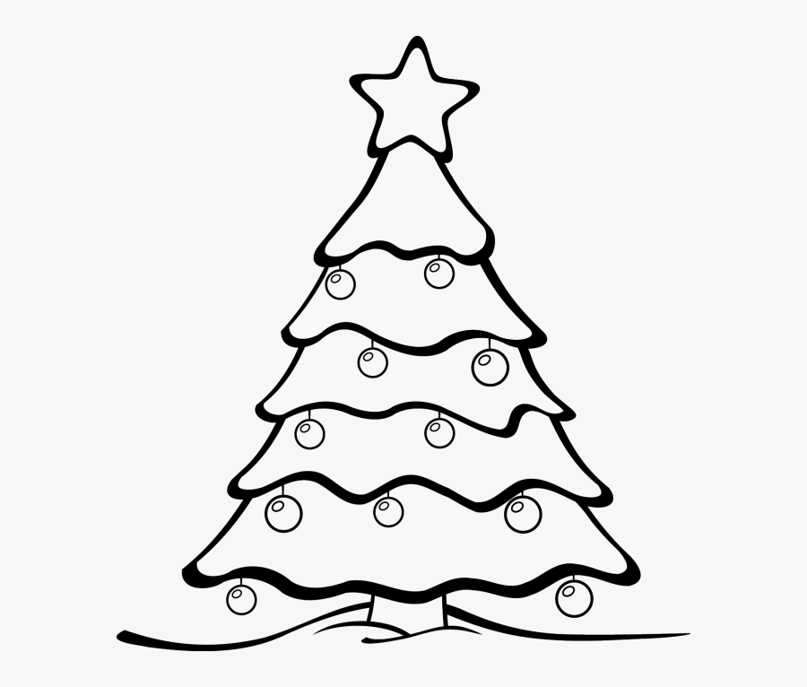 Clip Art Christmas Tree Black And White Free - Christmas Tree Cartoon Drawing, Transparent Clipart