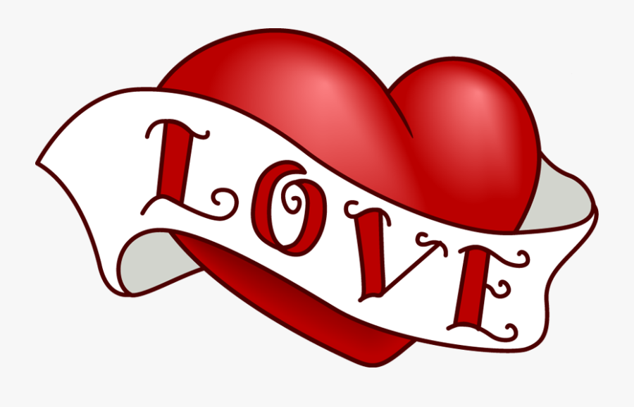 Love Heart With Ribbon, Transparent Clipart