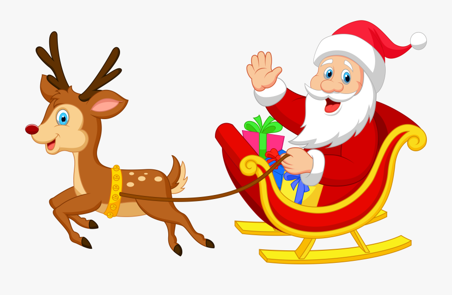 Father Christmas And Rudolph, Transparent Clipart