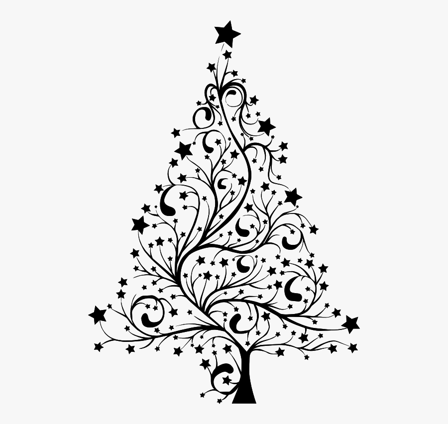 12 Layout Nightmare Before Christmas Xmas Tree Banner - Christmas Trees Black And White, Transparent Clipart