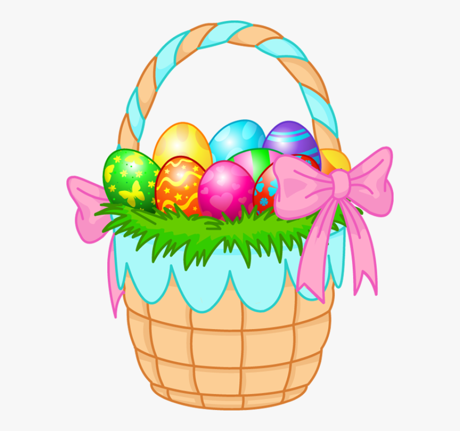 Easter Clipart And Gifs - Cartoon Easter Basket With Eggs, Transparent Clipart