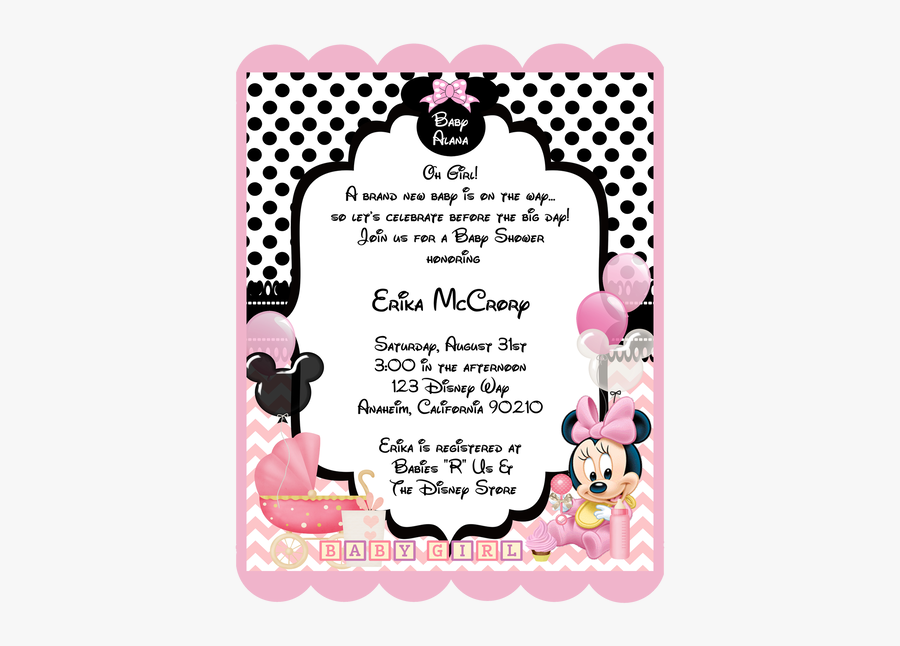 Clip Art Baby Shower Minnie Mouse Invitations - Minnie Baby, Transparent Clipart