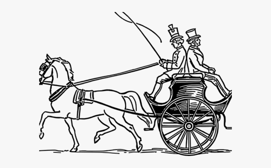 Drawn Cart Simple Horse - Horse Cart Clipart Black And White, Transparent Clipart