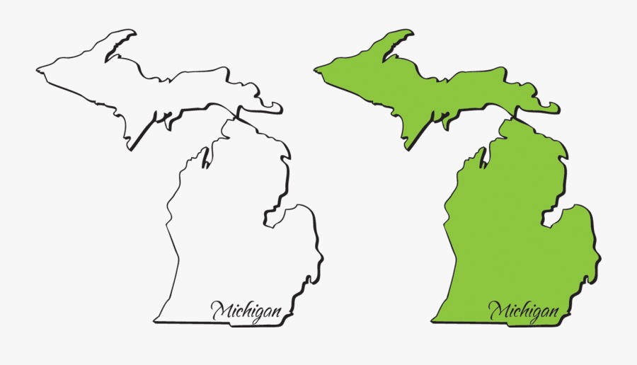 Michigan Mitten State Outlines Vectors - Transparent State Of Michigan Outline, Transparent Clipart