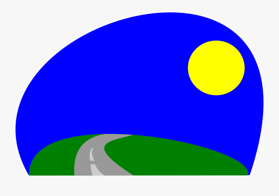 Landscape, Road, Horizon, Moon, Night, Grass - Desenho Estrada Com Paisagem, Transparent Clipart