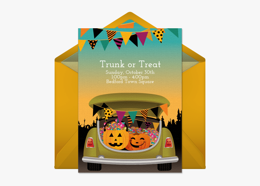 Free Editable Trunk Or Treat Invitations, Transparent Clipart