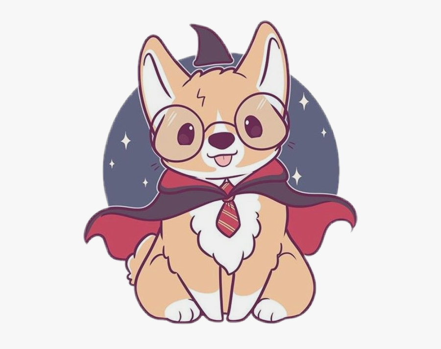 #freetoedit #cute #kawaii #corgi #dog #doggo #wizard - Kawaii Cute Corgi Drawing, Transparent Clipart