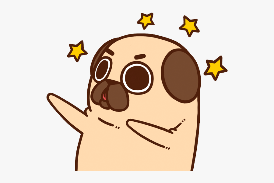 Emoji Listening To Music - Puglie Pug, Transparent Clipart