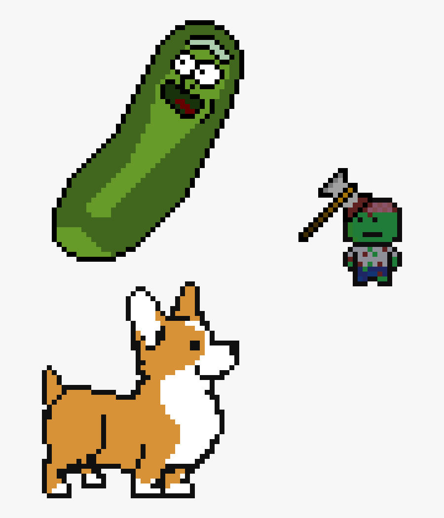 Download Pickle Rick,corgie,axe Head Zombie - Minecraft Corgi Pixel Art, Transparent Clipart