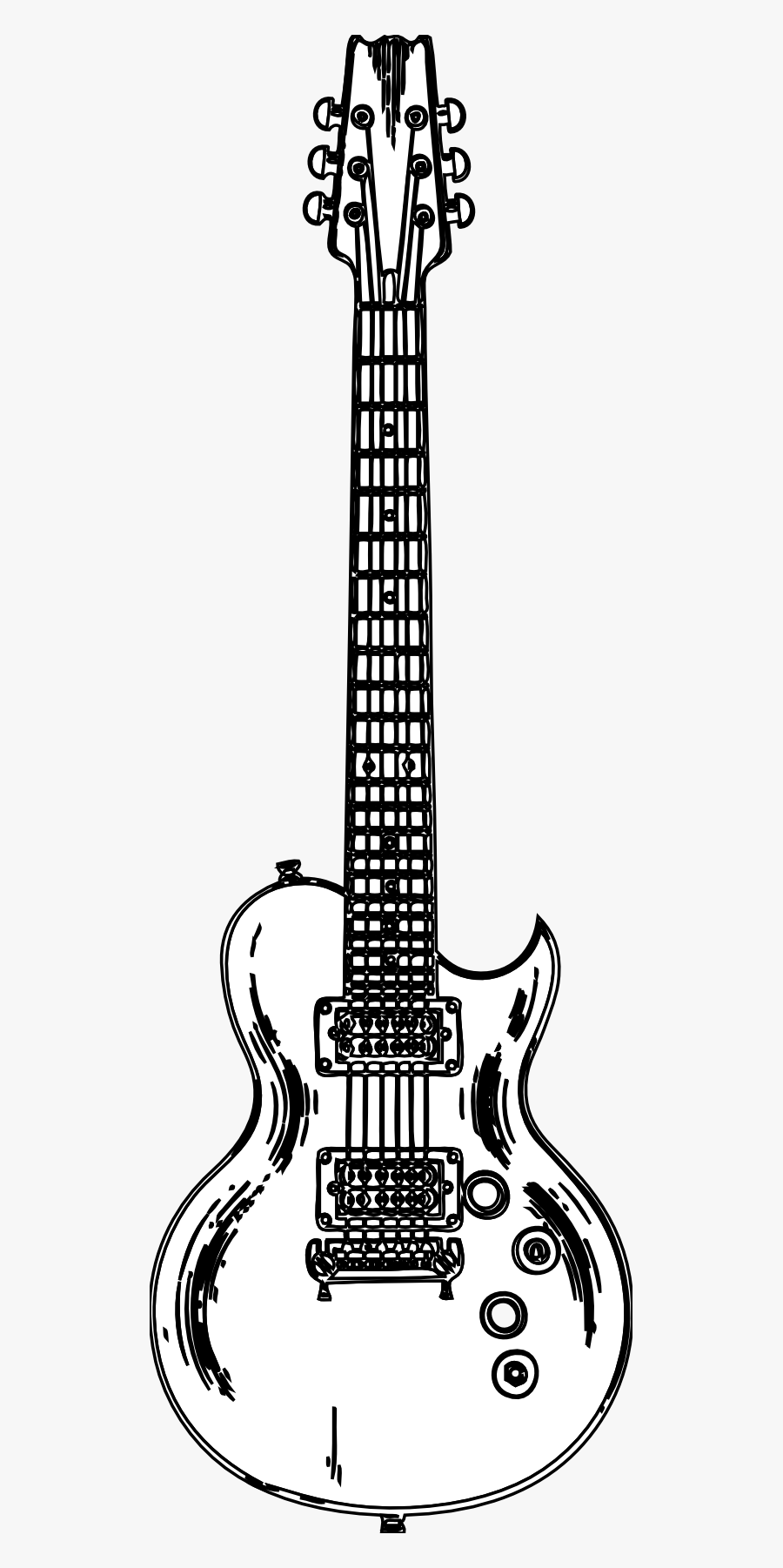 Wooden Guitar Coloring Book Colouring Black White Line - Bass Guitar Clipart Black And White, Transparent Clipart