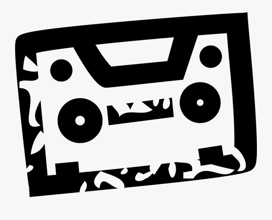Transparent Cassette Tape Clipart Black And White - Cassette, Transparent Clipart