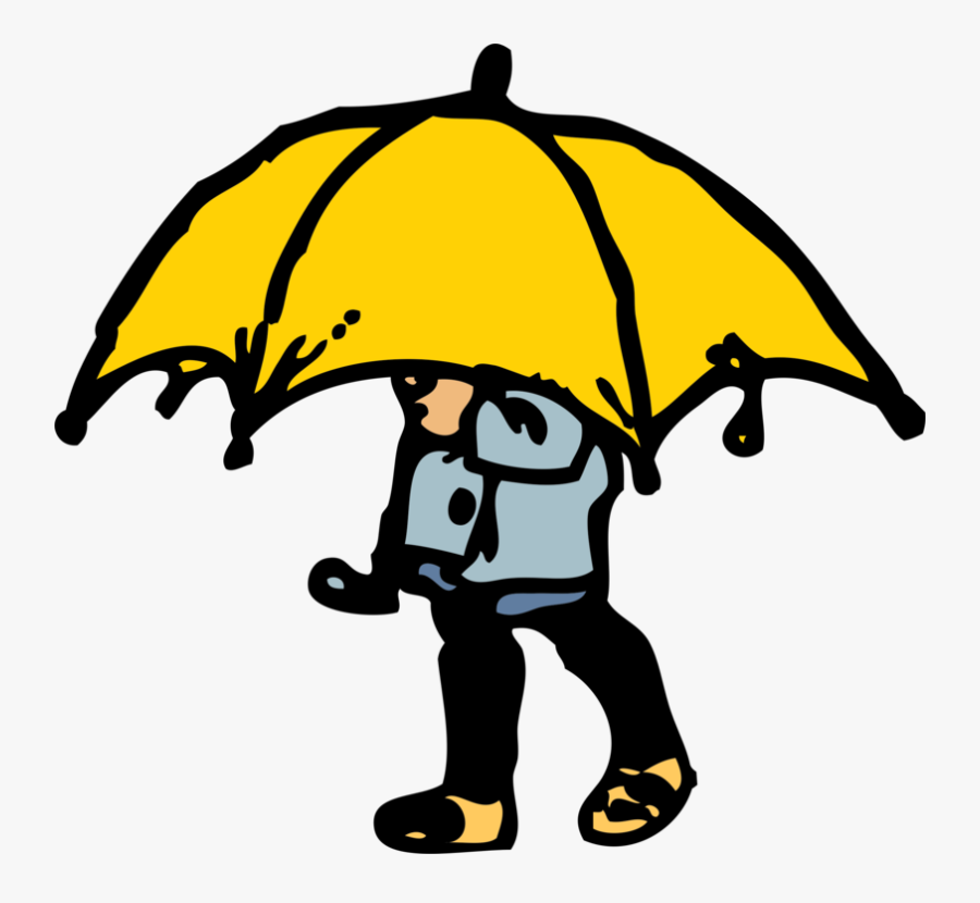 Little Boy Big Umbrella - Boy With Umbrella Clipart, Transparent Clipart