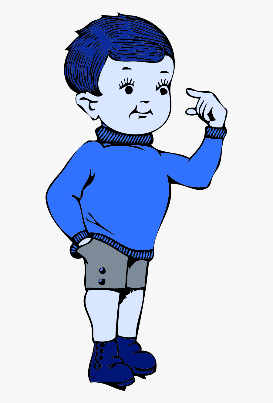 Little Boy Pointing To His Head - Toddler Clipart, Transparent Clipart