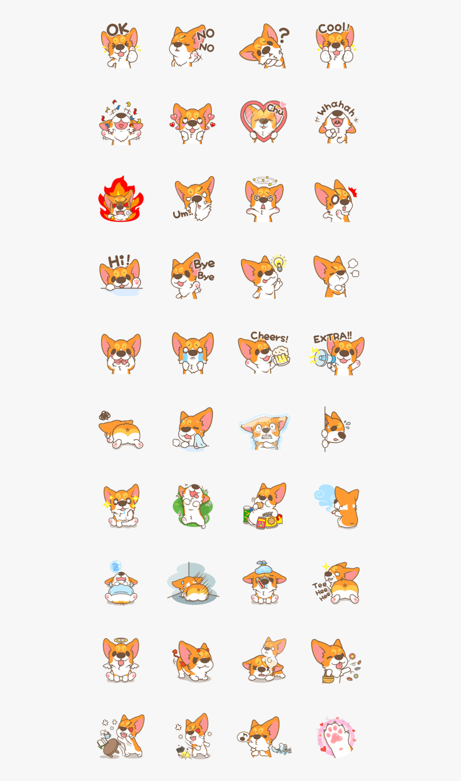 Line Corgi Stickers, Transparent Clipart
