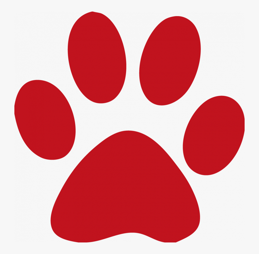 Red Paw Print Clip Art - Red Bobcat Paw Print, Transparent Clipart