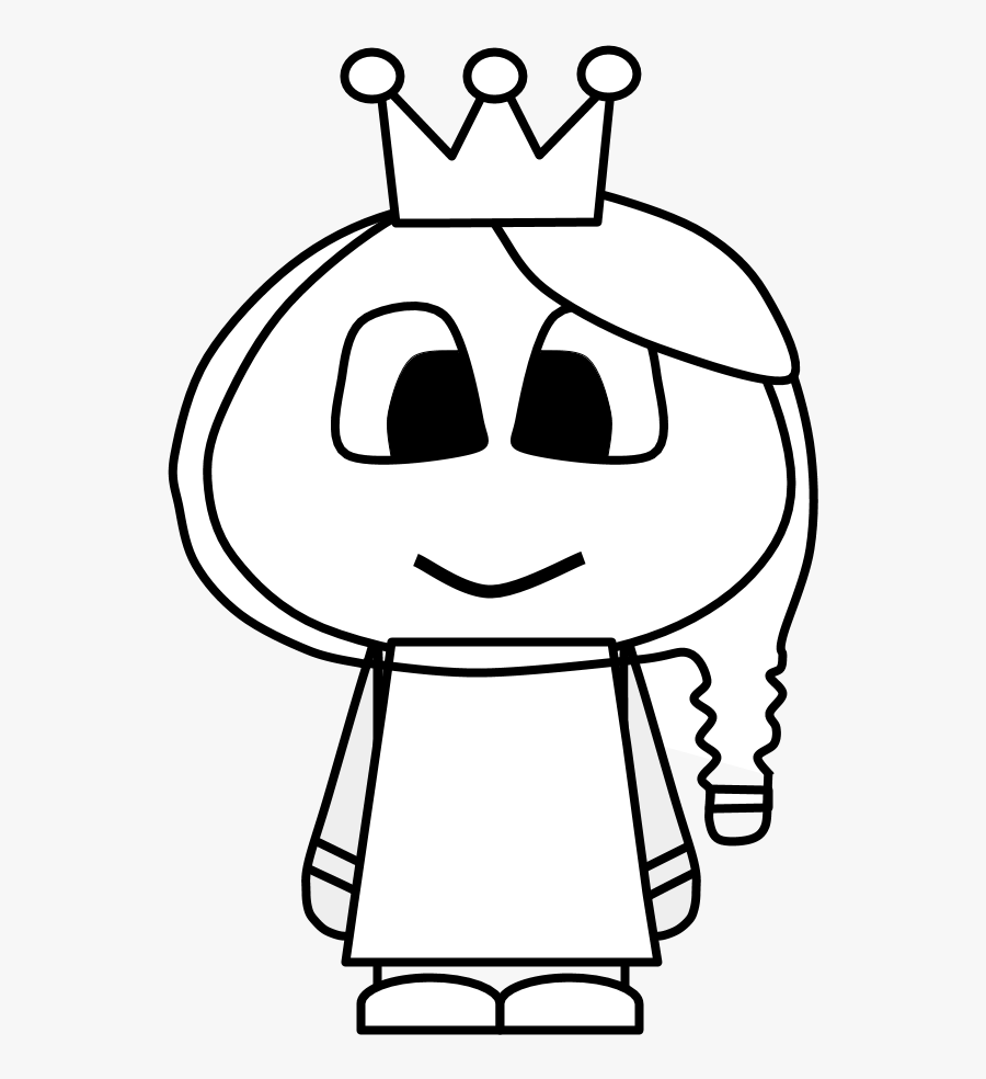 Princess, Crown, Big Eyes, Cartoon Person, Black And - Cartoon, Transparent Clipart