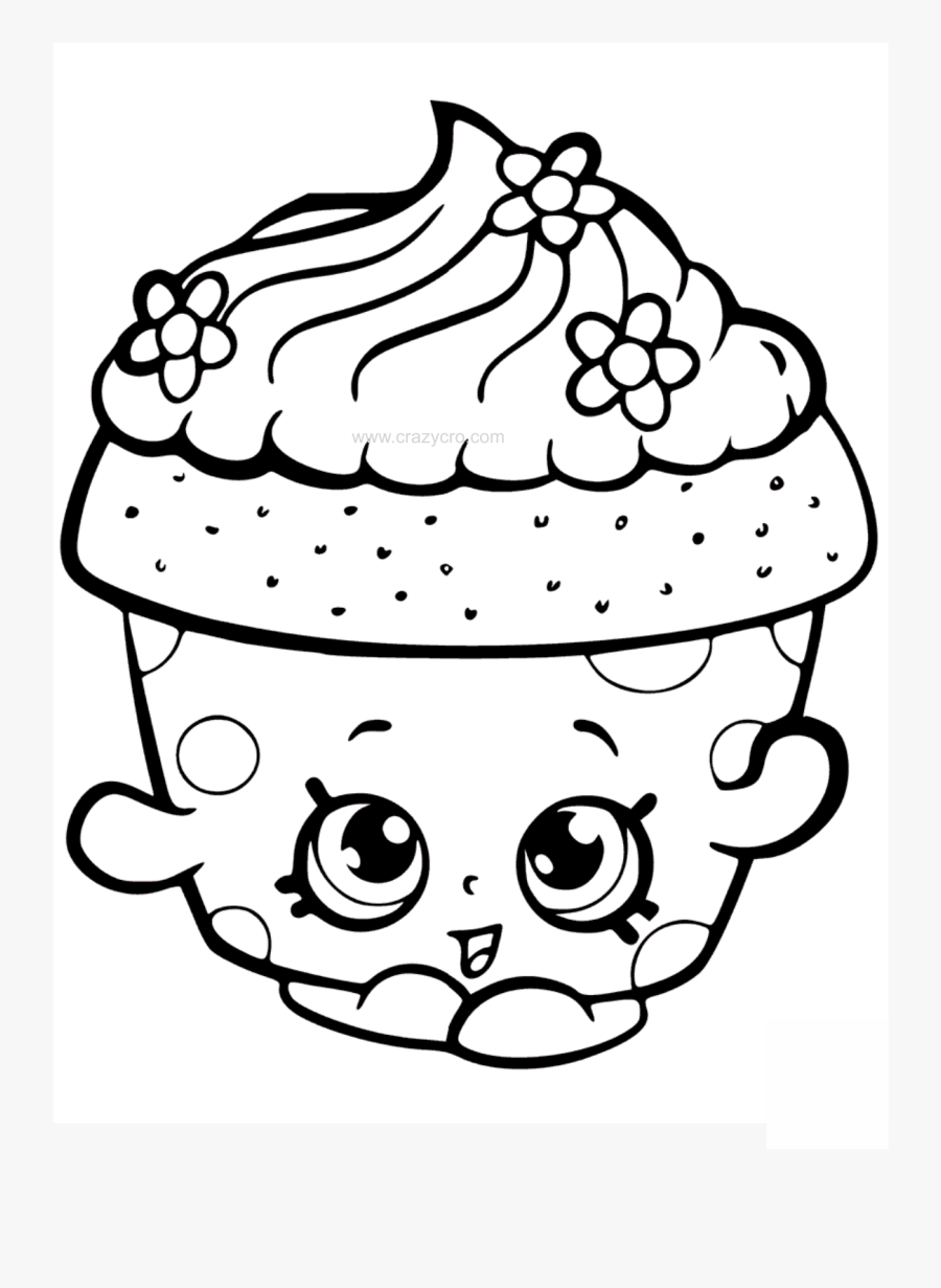 Shopkin Drawing Black And White Transparent Png Clipart - Cupcake Coloring Pages, Transparent Clipart