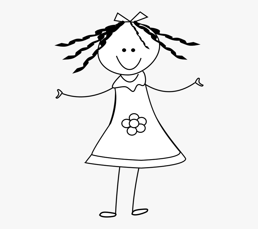Female Stick Figure Png - Girl Clipart Black And White, Transparent Clipart