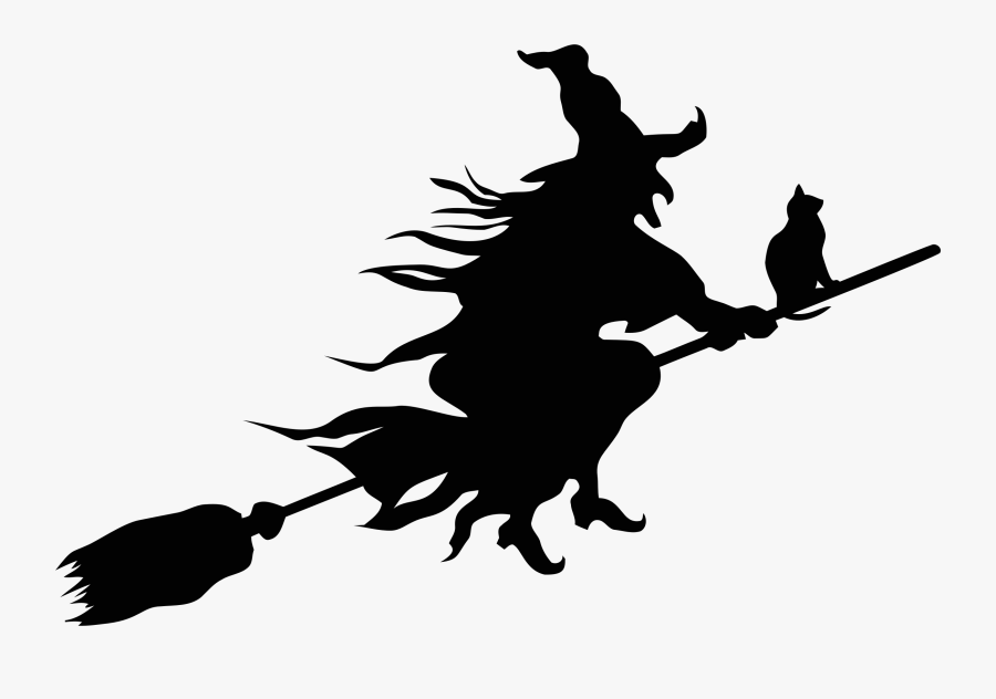 Clip Art Witch Silhouette Clip Art - Witch On Broomstick Clipart, Transparent Clipart