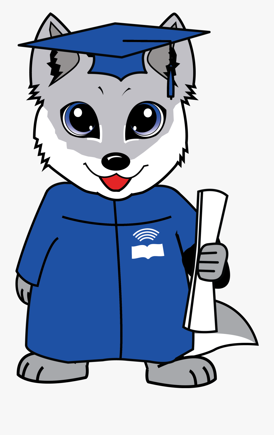 Wolfie In Cap And Gown Image - Cartoon, Transparent Clipart