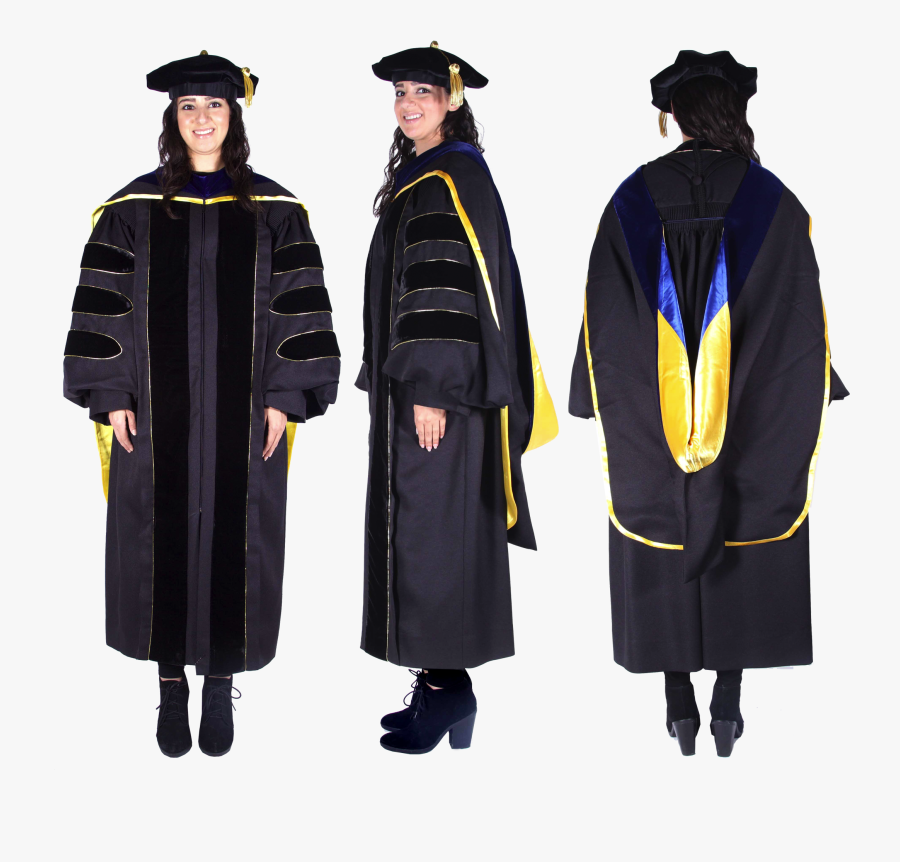 Premium Black Complete Doctoral Regalia - Doctorate Hats, Transparent Clipart