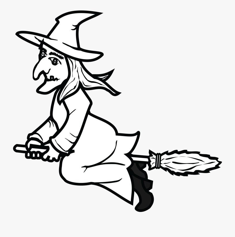 Free Clipart Of A Flying Witch - Witch Clipart Black And White, Transparent Clipart