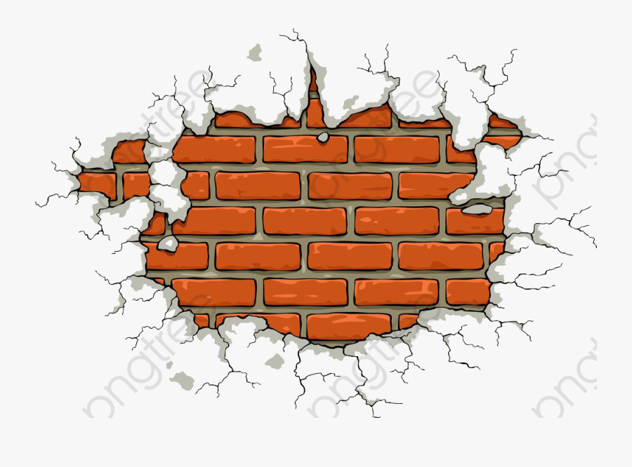Cracked Walls - Broken Brick Wall Vector, Transparent Clipart