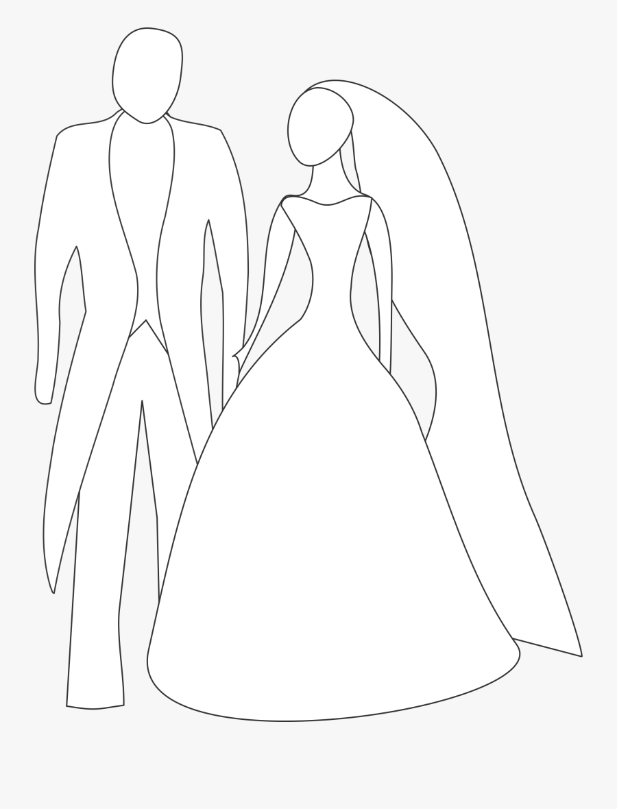 Transparent Dress Clipart Black And White - Gelin Damat Çizimi Karakalem, Transparent Clipart