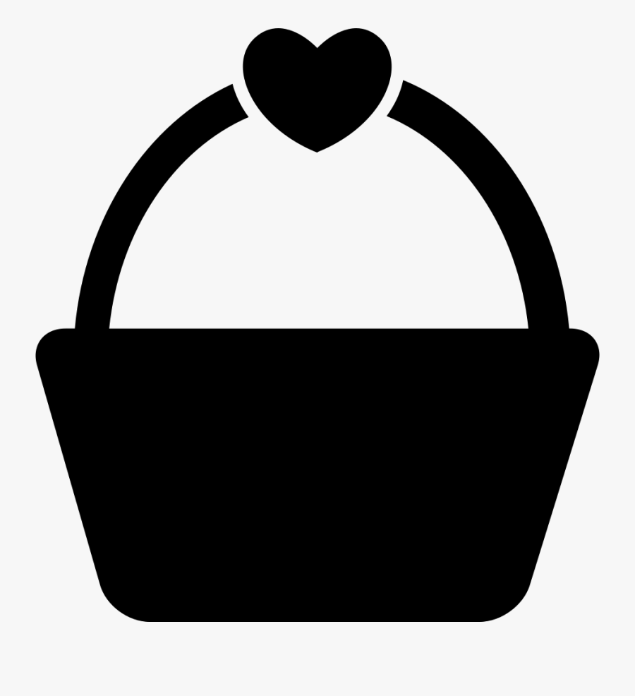 Shopping Or Picnic Basket With A Heart Shape Comments - Basket Svg, Transparent Clipart