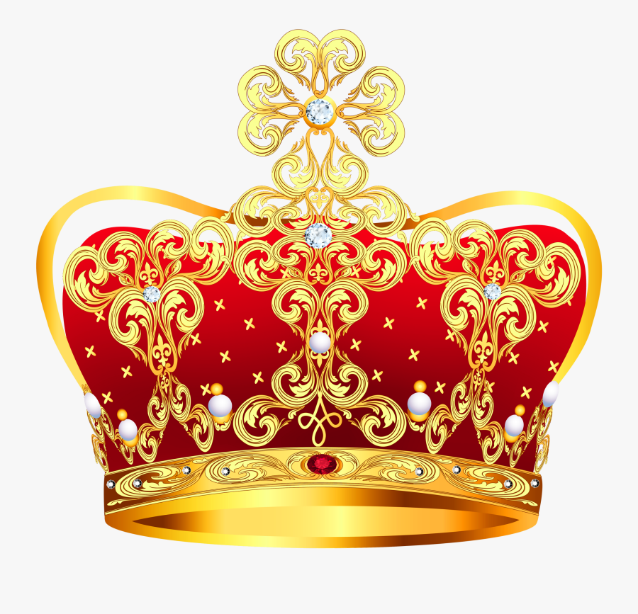Coroa Dourada Png Festa - Gold And Red Crown, Transparent Clipart