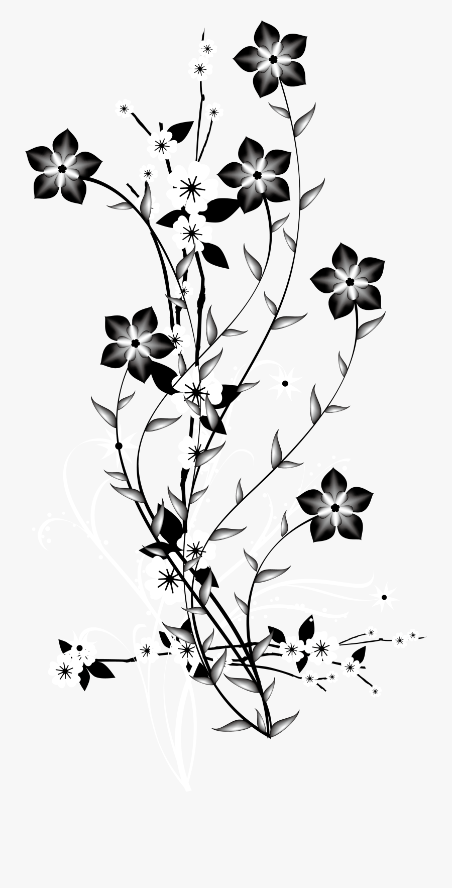 And Decorative Flower China Euclidean Vector Black - Transparent Background Flower Png Black And White, Transparent Clipart