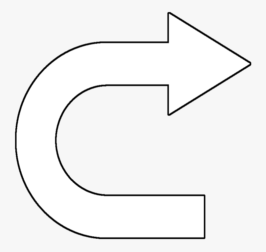 White Curved Arrow Symbol - Graphic Design, Transparent Clipart