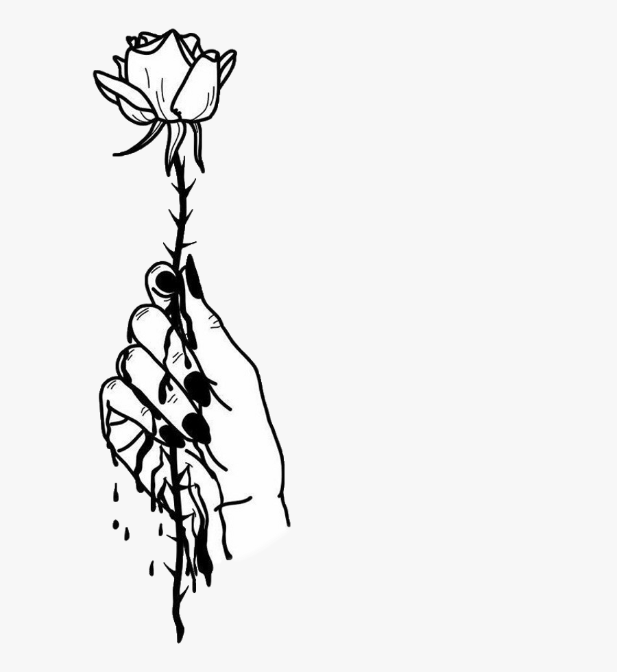 Tumblr Arm Arms Rose Roses Flower Flowers Blackandwhite - Flower Drawing Tumblr Rose, Transparent Clipart