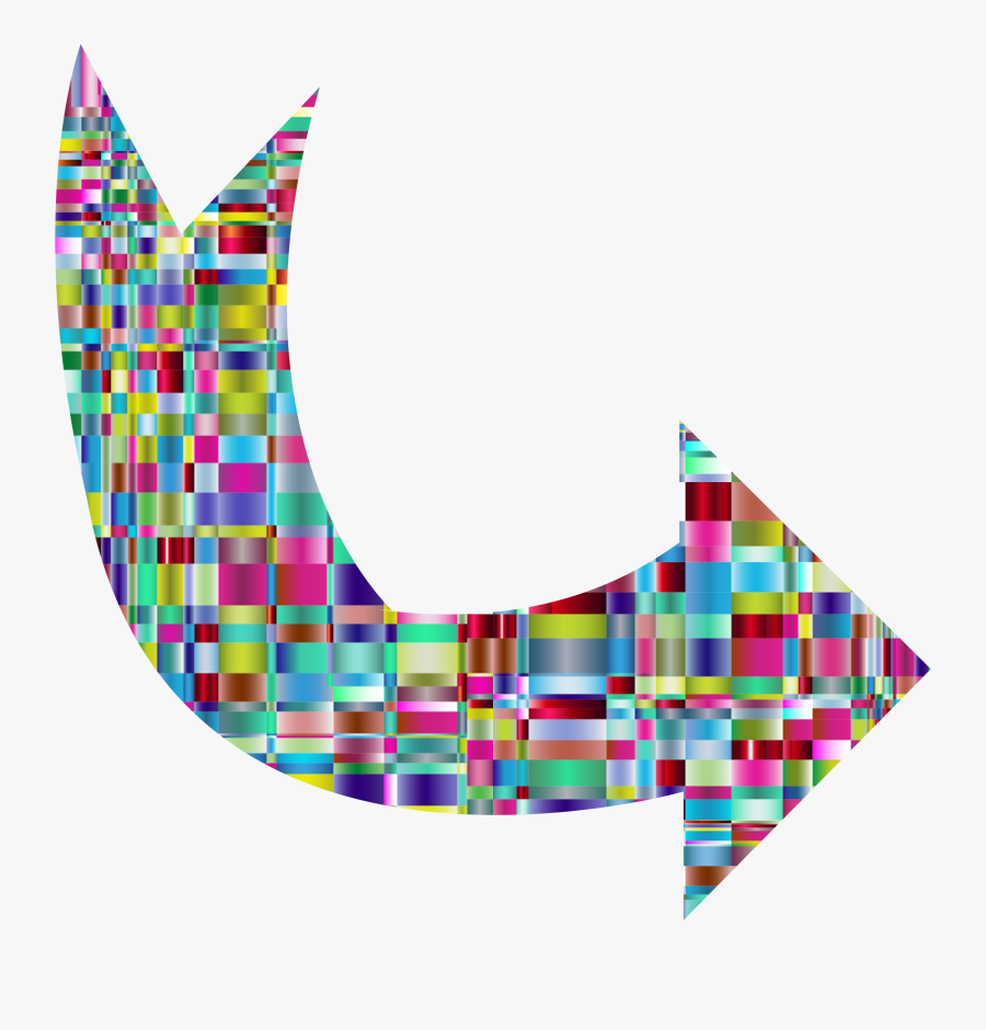 Chromatic Checkered Crystalline Curved Arrow Clip Arts - Colorful Curved Arrow Png, Transparent Clipart