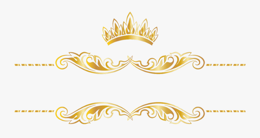 #gold #goldcrown #crown #swirls #banner #header #textline - Gold Crown Header, Transparent Clipart