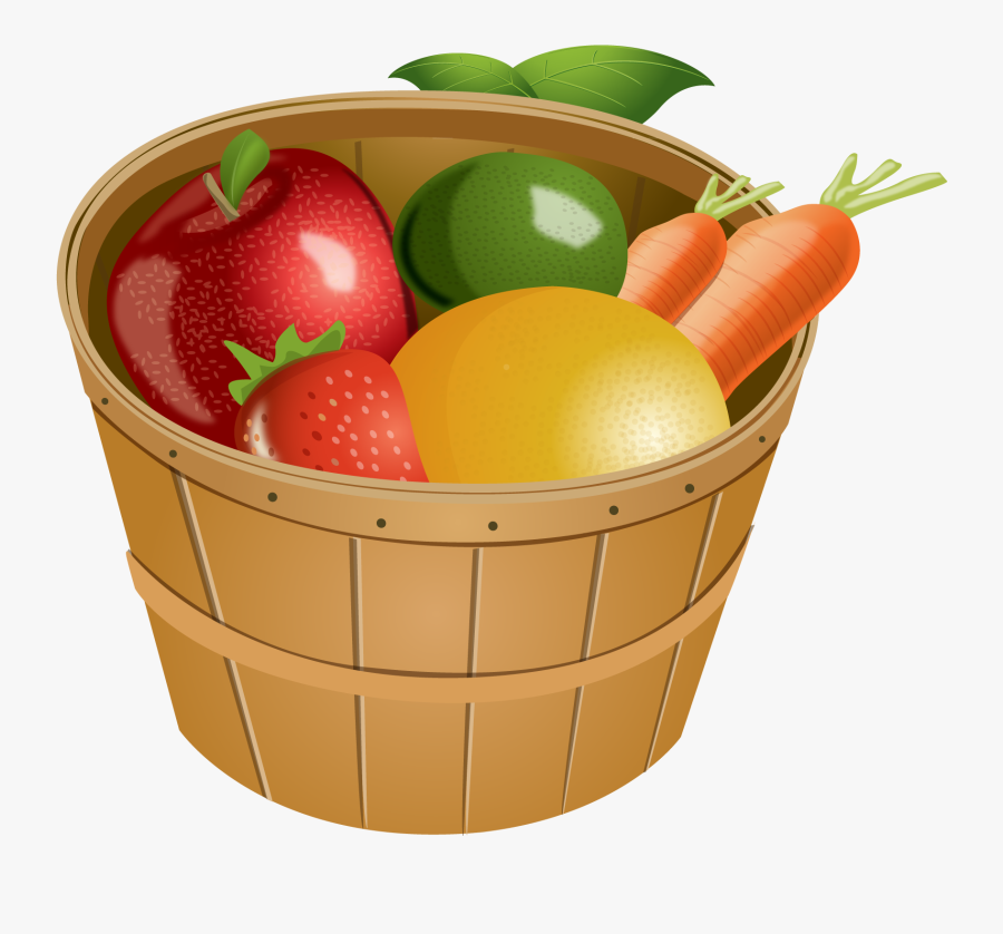 Lemons Clipart Basket Mango - Bucket Of Fruit And Vegetables, Transparent Clipart