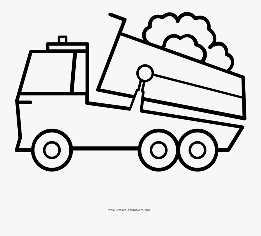 Dump Truck Coloring Page - Garbage Truck Drawing, Transparent Clipart