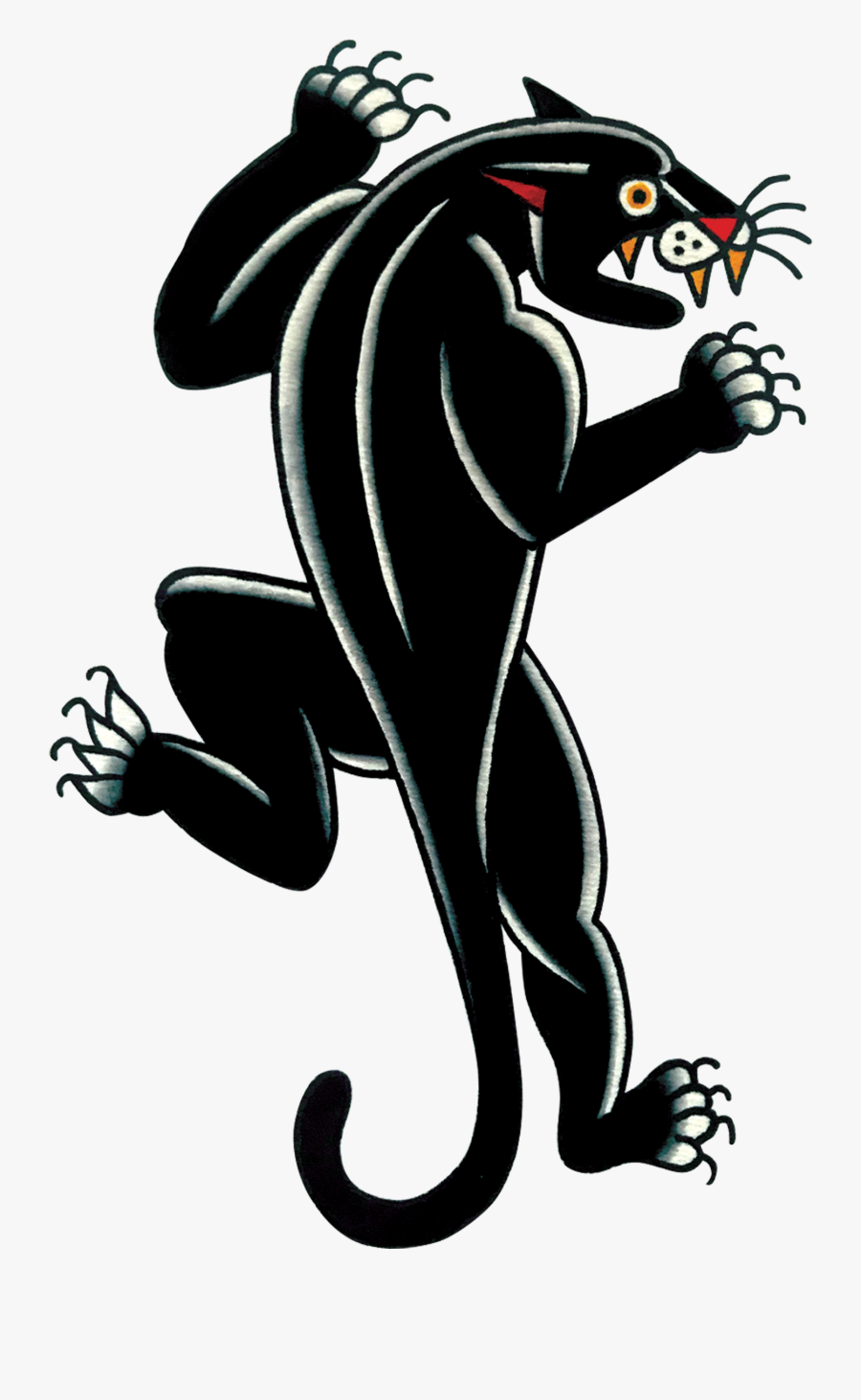 Old School Black Panther Tattoo, Transparent Clipart