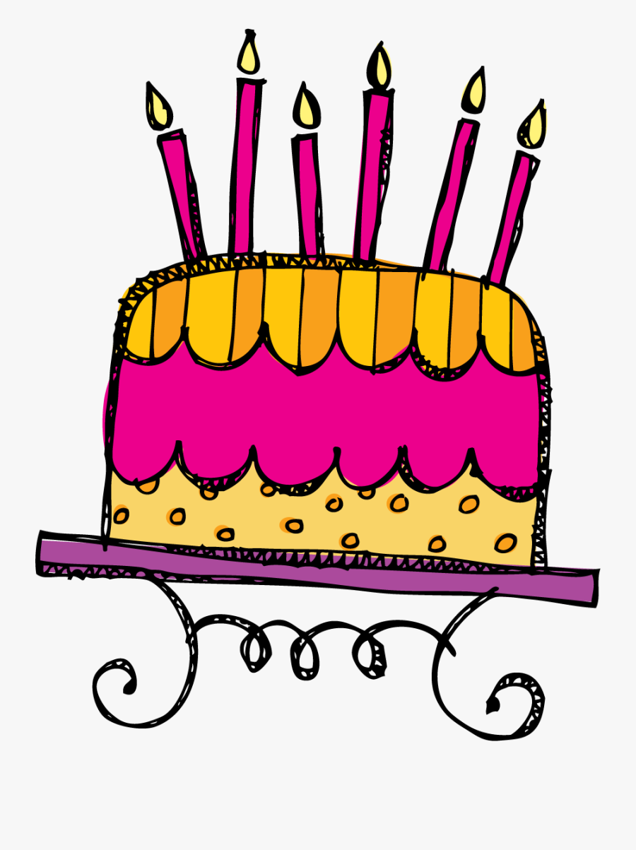 Birthday Cake 6 Candles, Transparent Clipart