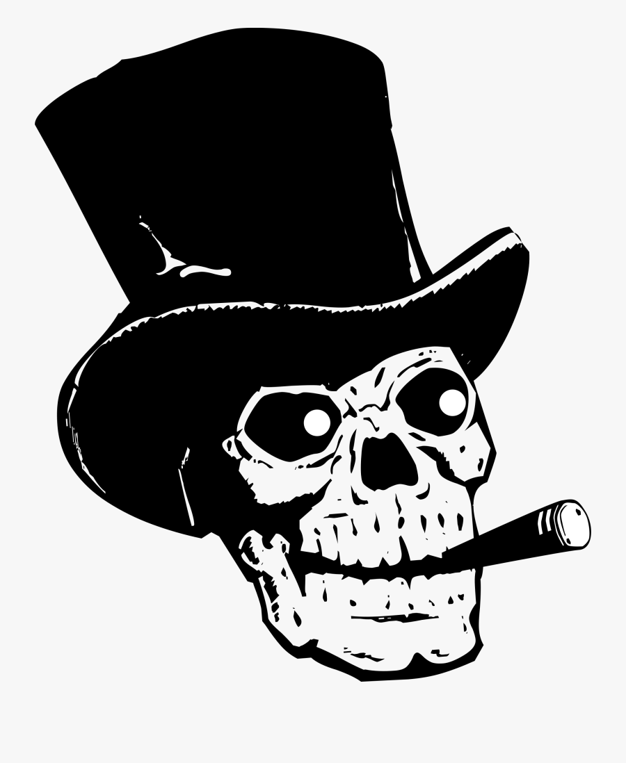 Clip Art Skulls With Top Hat - Skull With Hat Transparent, Transparent Clipart