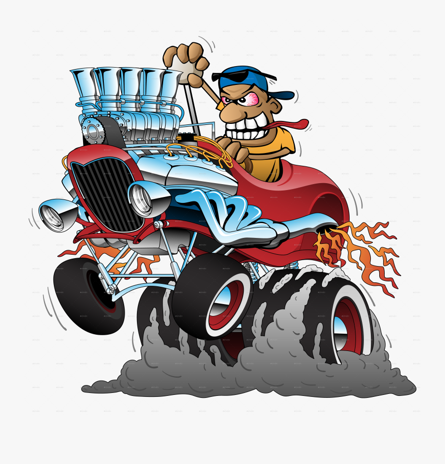 Highboy Hot Rod Race Car Cartoon Vector Illustration - Hot Rod Cartoon, Transparent Clipart