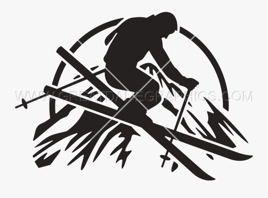 Mountains Clipart Ski - Skier With Mountain Clip Art, Transparent Clipart