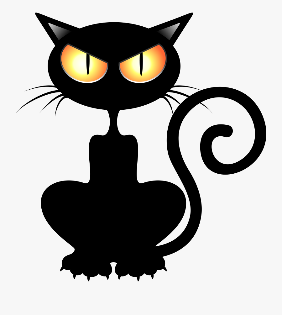 Transparent Cute Halloween Cat Clipart - Black Cat Vector Png, Transparent Clipart