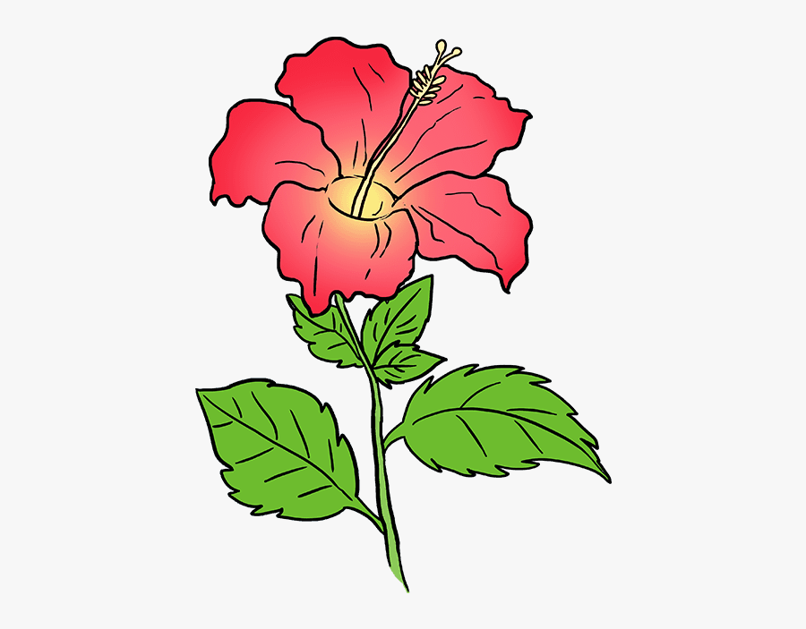 Hawaiian Flower Clipart Easy - Hibiscus Flower Drawing Step By Step, Transparent Clipart